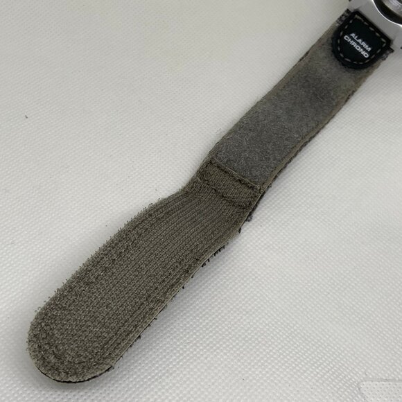 Men digital watch 43mm alarm chrono gray 100MWR silver tone nylon band running - Picture 6 of 7